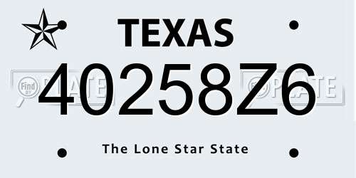 40258Z6 Texas License Plate