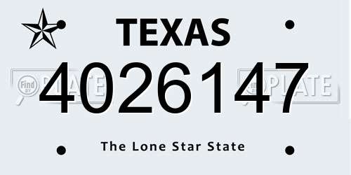 4026147 Texas License Plate