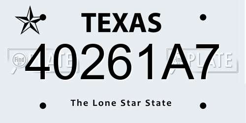 40261A7 Texas License Plate