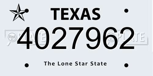 4027962 Texas License Plate