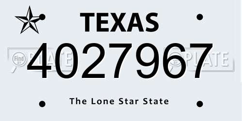 4027967 Texas License Plate