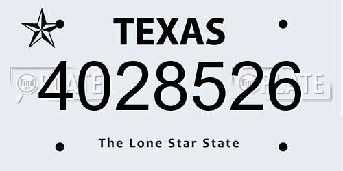 4028526 Texas License Plate
