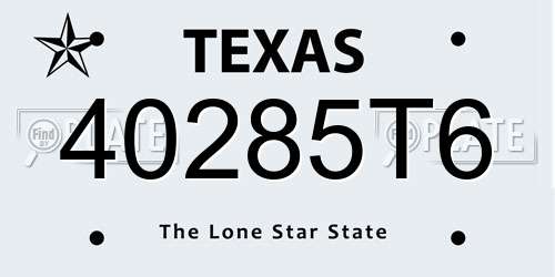 40285T6 Texas License Plate
