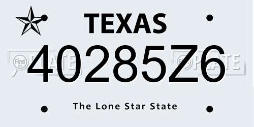 40285Z6 Texas License Plate