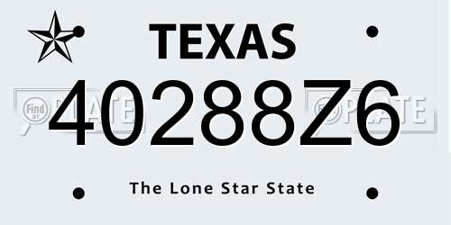 40288Z6 Texas License Plate