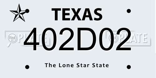 402D02 Texas License Plate
