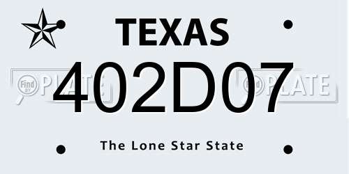 402D07 Texas License Plate