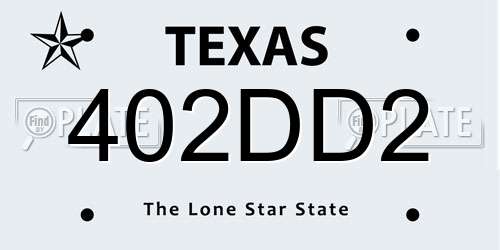 402DD2 Texas License Plate