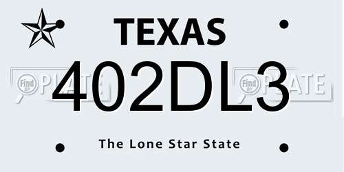 402DL3 Texas License Plate