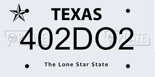 402DO2 Texas License Plate