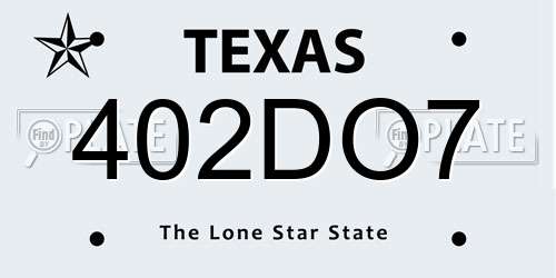 402DO7 Texas License Plate