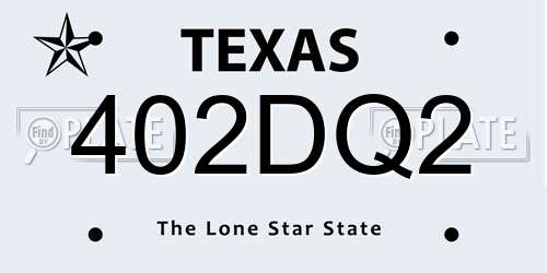 402DQ2 Texas License Plate