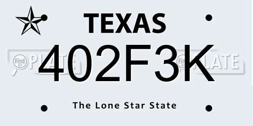 402F3K Texas License Plate