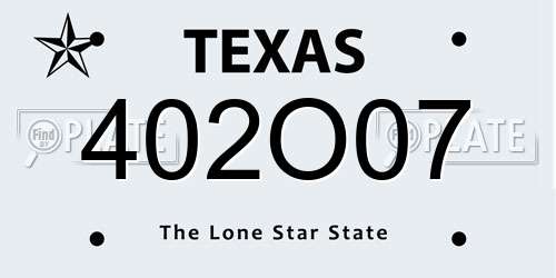 402O07 Texas License Plate