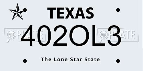 402OL3 Texas License Plate