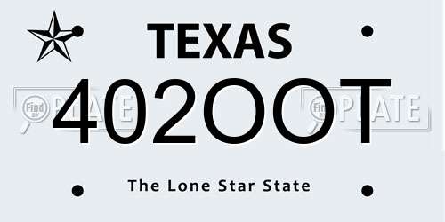 402OOT Texas License Plate