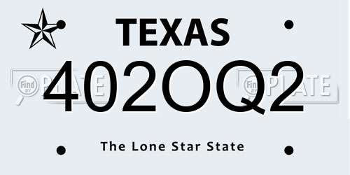 402OQ2 Texas License Plate
