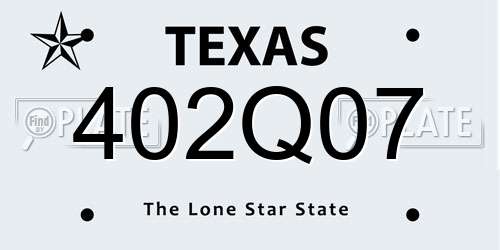 402Q07 Texas License Plate