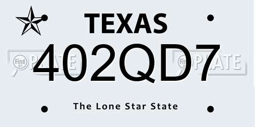 402QD7 Texas License Plate