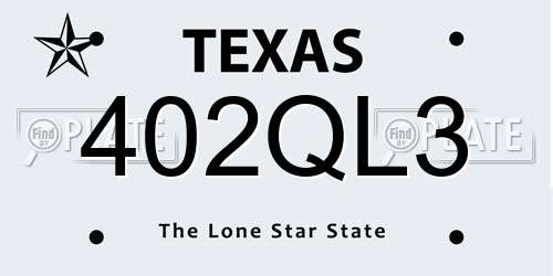 402QL3 Texas License Plate