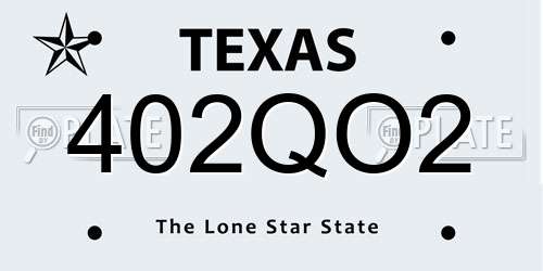 402QO2 Texas License Plate
