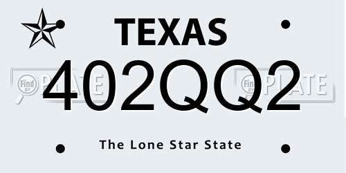 402QQ2 Texas License Plate
