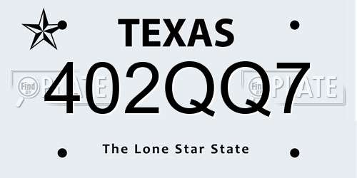 402QQ7 Texas License Plate