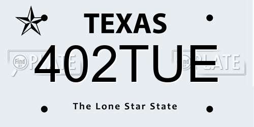 402TUE Texas License Plate