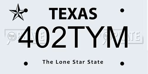 402TYM Texas License Plate