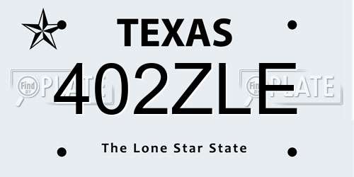 402ZLE Texas License Plate