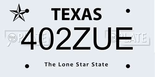 402ZUE Texas License Plate