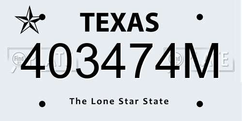 403474M Texas License Plate