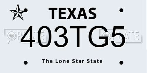 403TG5 Texas License Plate