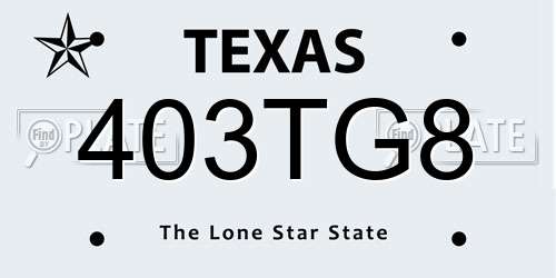 403TG8 Texas License Plate