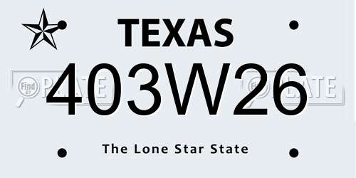 403W26 Texas License Plate