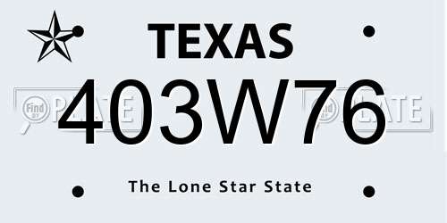 403W76 Texas License Plate