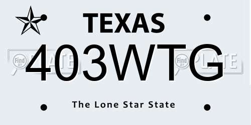 403WTG Texas License Plate