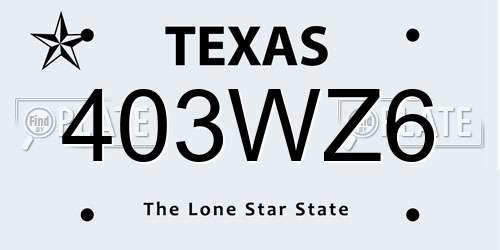 403WZ6 Texas License Plate