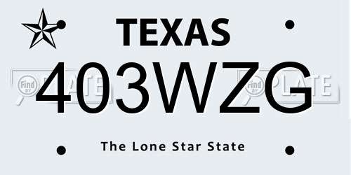 403WZG Texas License Plate