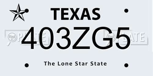 403ZG5 Texas License Plate