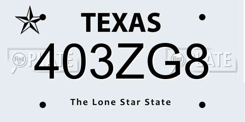 403ZG8 Texas License Plate