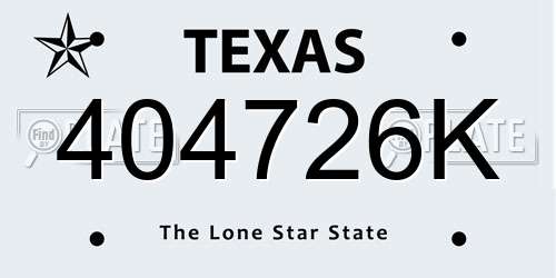 404726K Texas License Plate