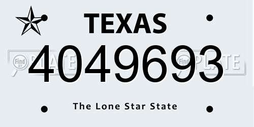 4049693 Texas License Plate