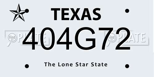 404G72 Texas License Plate