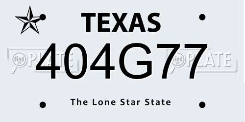 404G77 Texas License Plate