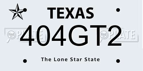 404GT2 Texas License Plate