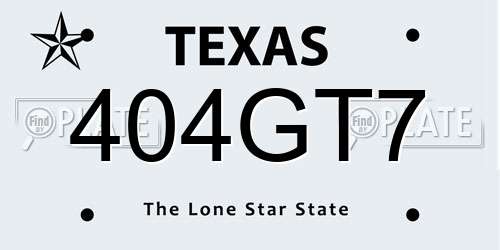 404GT7 Texas License Plate