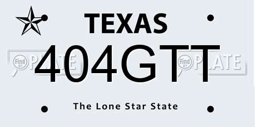 404GTT Texas License Plate