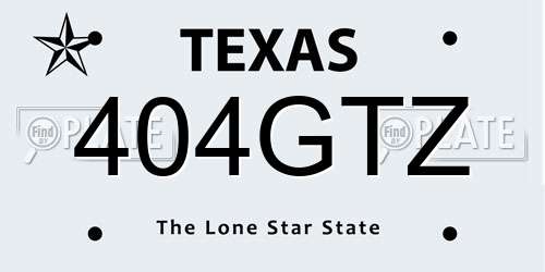 404GTZ Texas License Plate