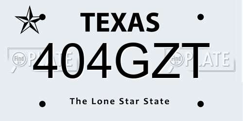 404GZT Texas License Plate